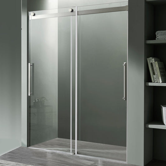 60 x 76 Frameless Shower Door, Stellar Sliding Tsunami Guard