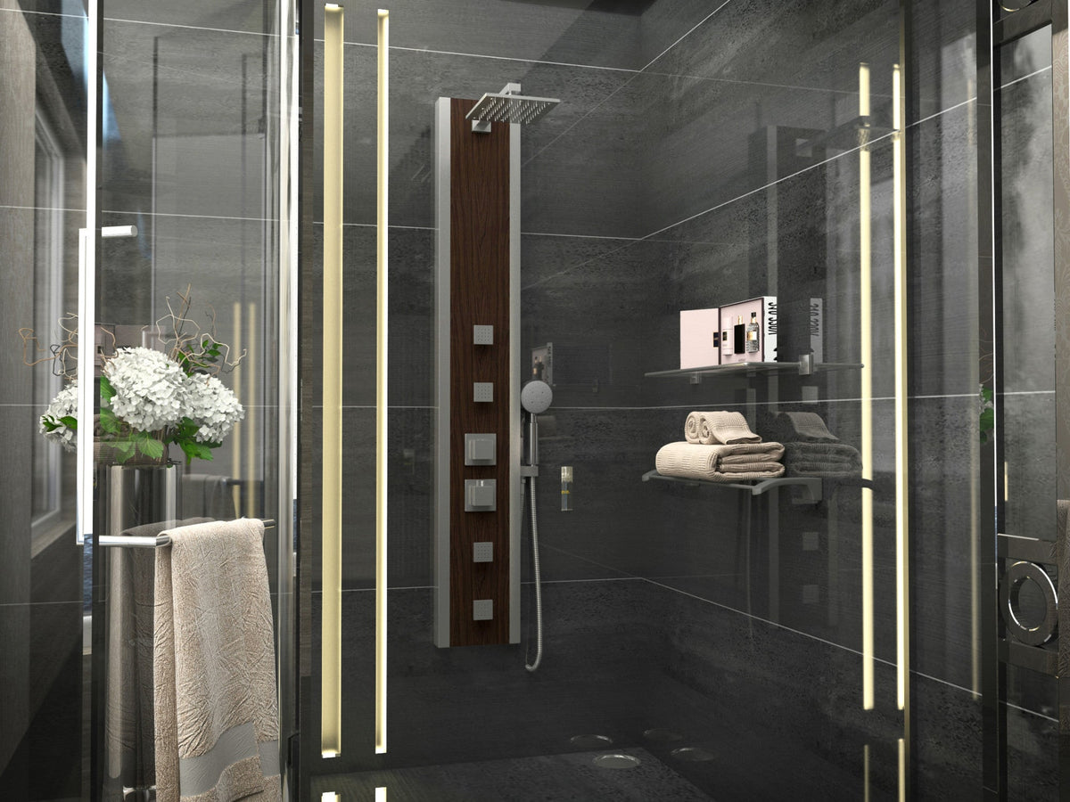 Shower Panel, Monsoon Jetted Full Body Style Deco-Glass