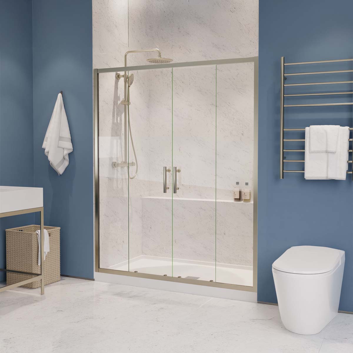 Romance Series 59 to 60 in. x 70 in. Sliding Framed Shower Door with Tsunami Guard Tempered Clear Glass