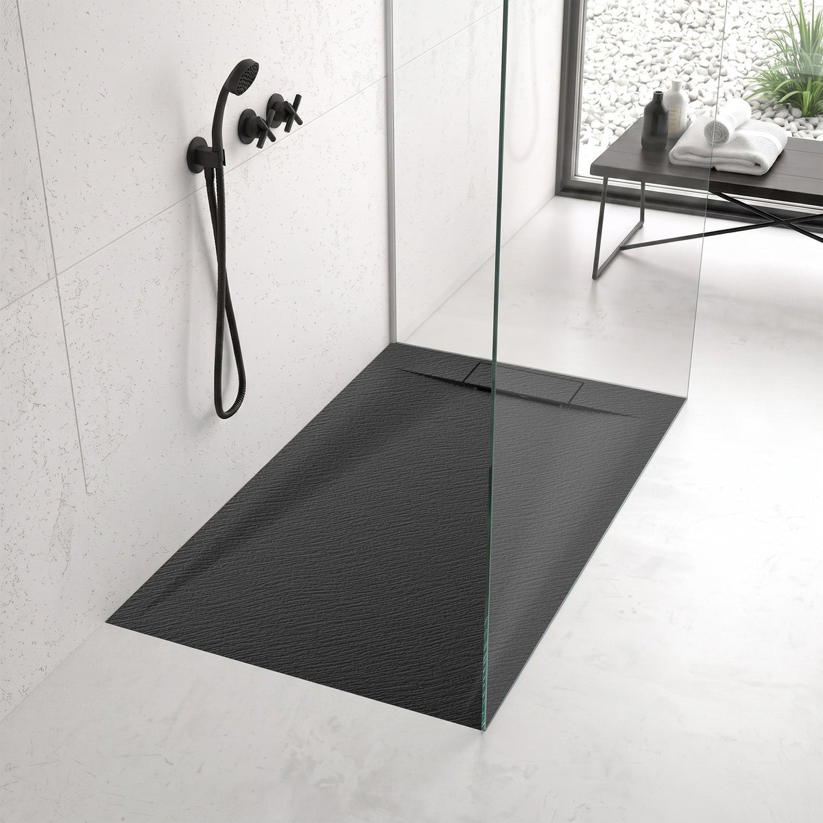 59 x 32 Shower Base, Pan Only, Reversible Drain Barrier Free