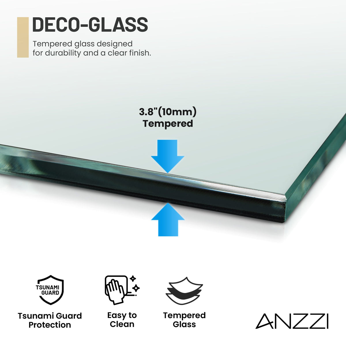 Ward Series 44 to 48 in. x 76 in. Frameless Sliding Shower Door with 3/8" (10mm) Tempered Clear Glass