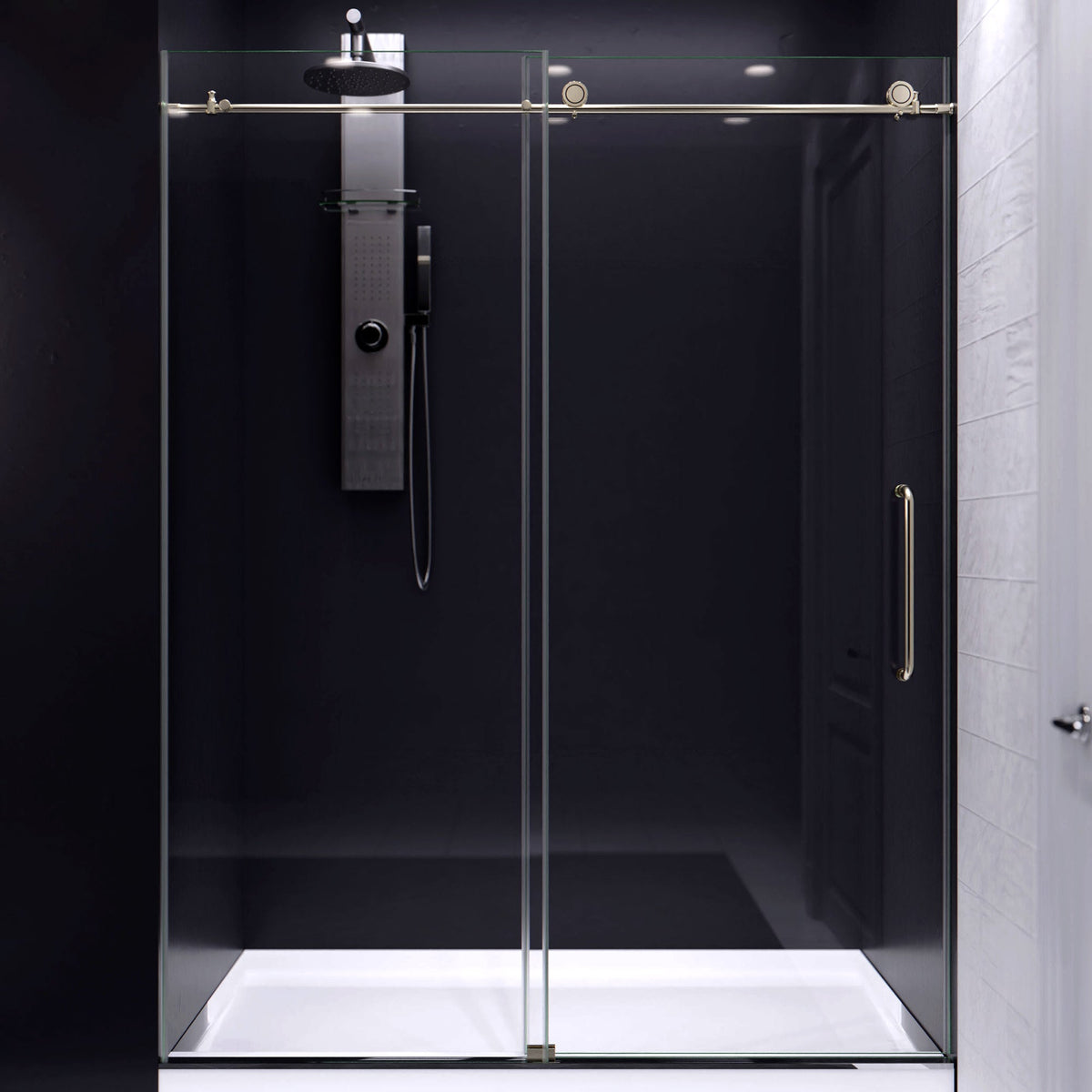 54 x 76 Frameless Shower Door, Madam Sliding Tempered Clear
