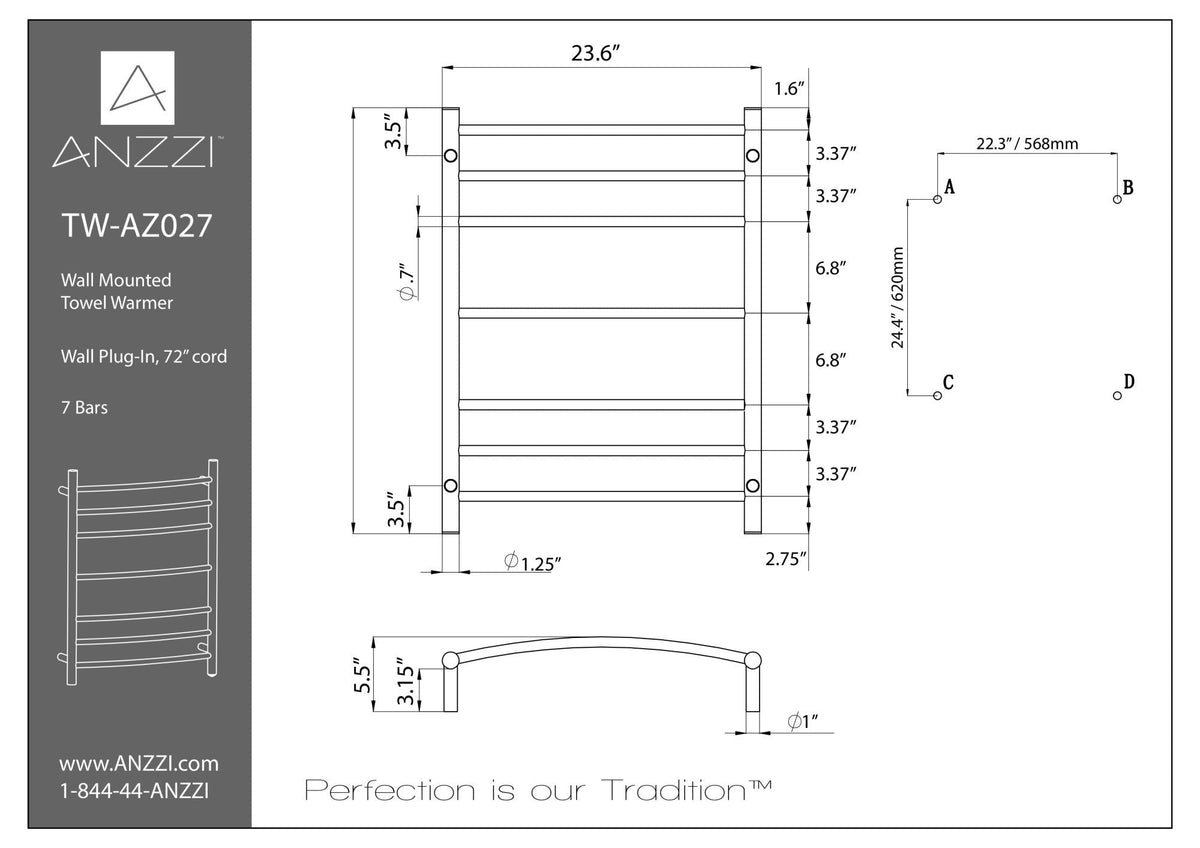 Towel Warmer, Gown Bar Mounted Electric