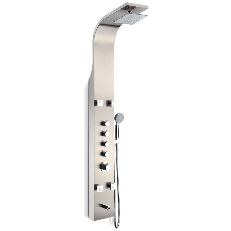 Shower Panel, Echo Jetted Full Body Brushed Steel