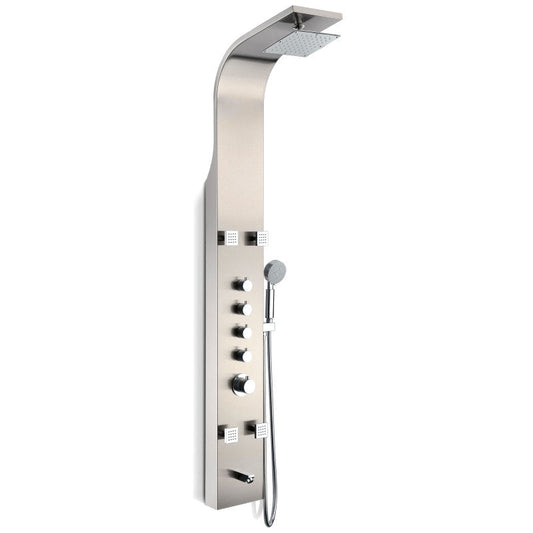 Shower Panel, Echo Jetted Full Body Brushed Steel