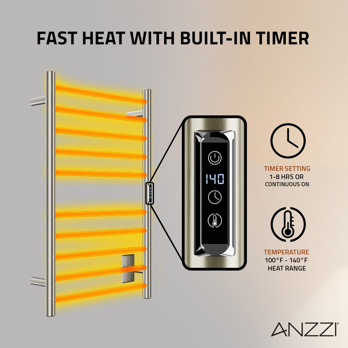 Towel Warmer, Bali Bar Mounted Electric