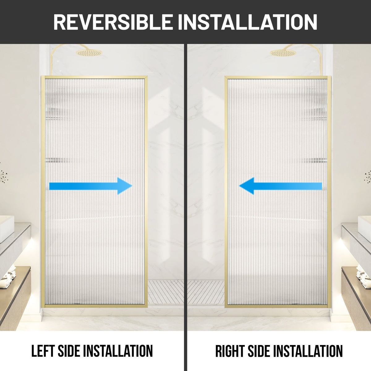 Welle 34 in. x 74 in. Framed Fixed Shower Screen Door with 5/16" (8mm) Tempered Fluted or Clear Glass