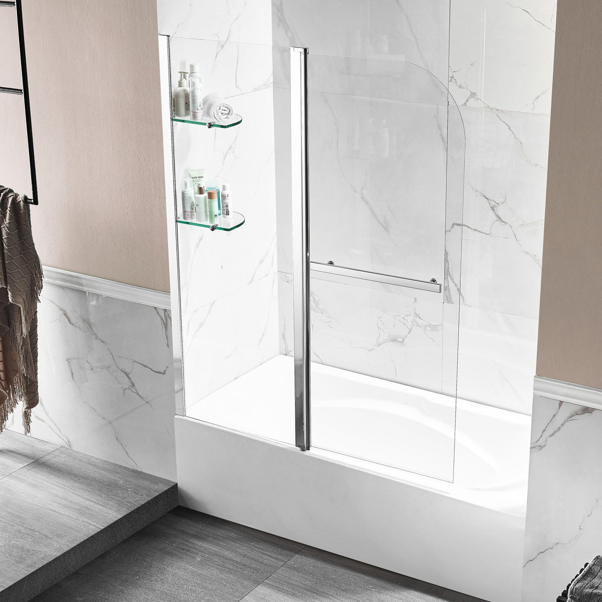 48 x 58 Tub Shower Door, Galleon Frameless TSUNAMI GUARD in. with