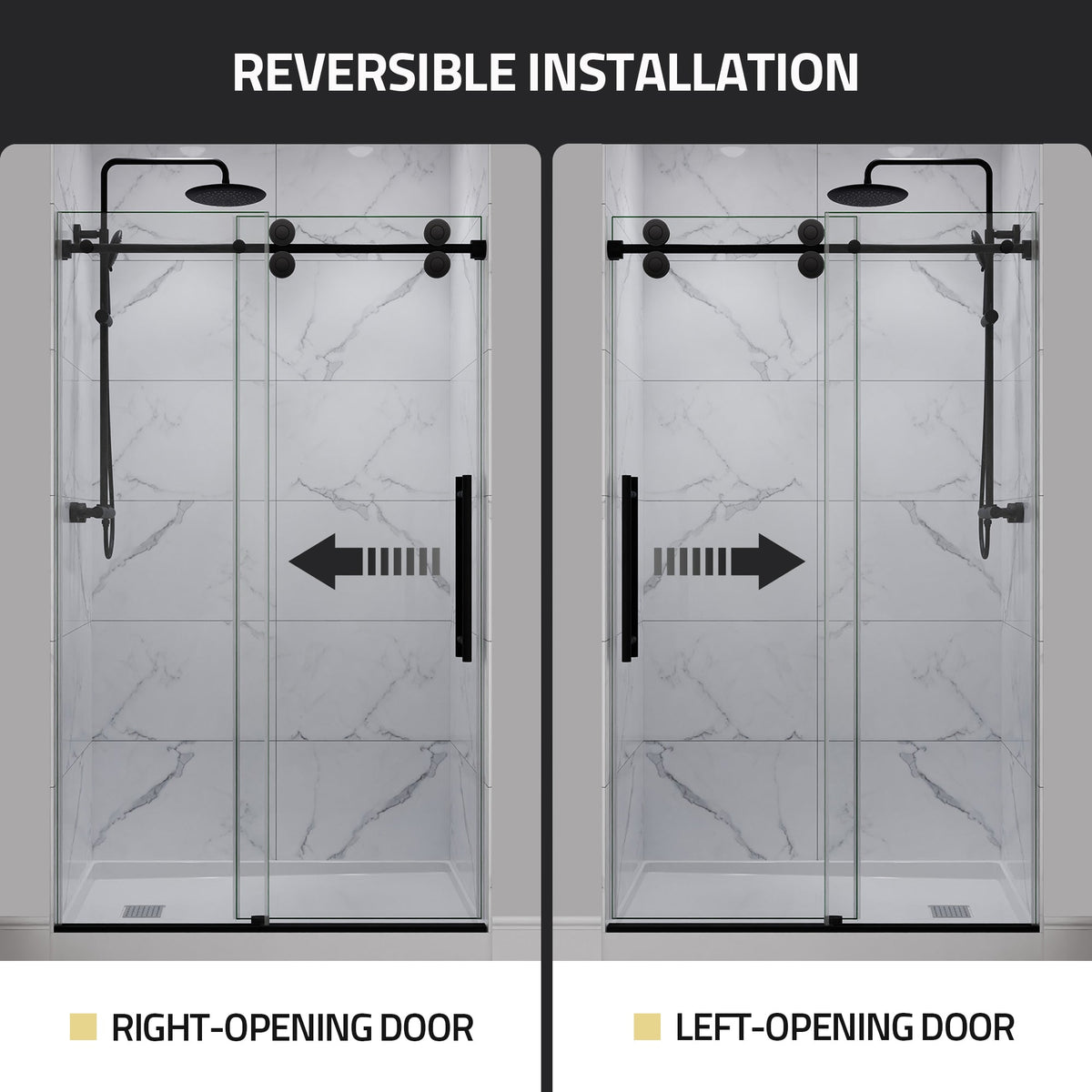 ANZZI 60 in. x 76 in. Frameless Sliding Shower Door, 3/8" TSUNAMI GUARD Glass, Exposed Rollers and RHINO ALLOY Hardware
