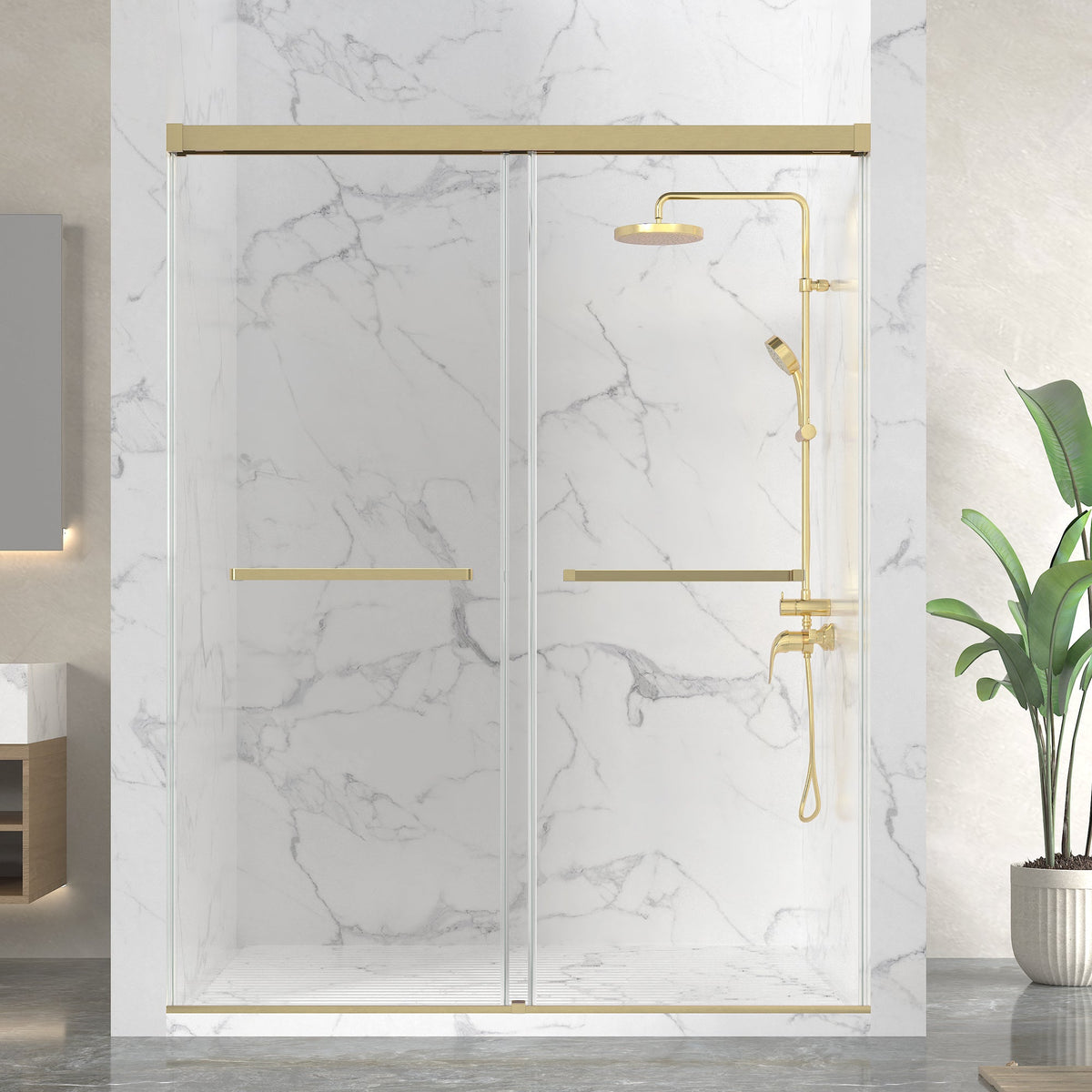 Ward Series 44 to 48 in. x 76 in. Frameless Sliding Shower Door with 3/8" (10mm) Tempered Clear Glass