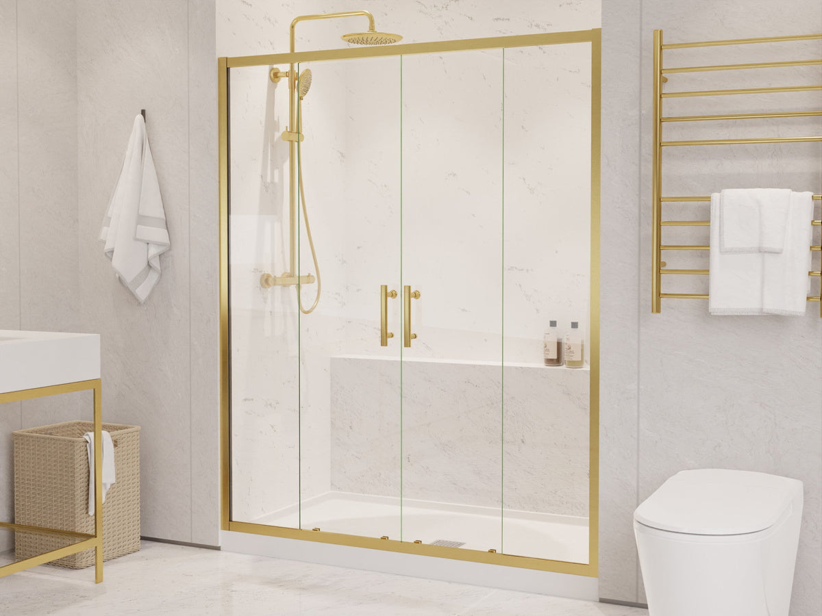 Romance Series 59 to 60 in. x 70 in. Sliding Framed Shower Door with Tsunami Guard Tempered Clear Glass