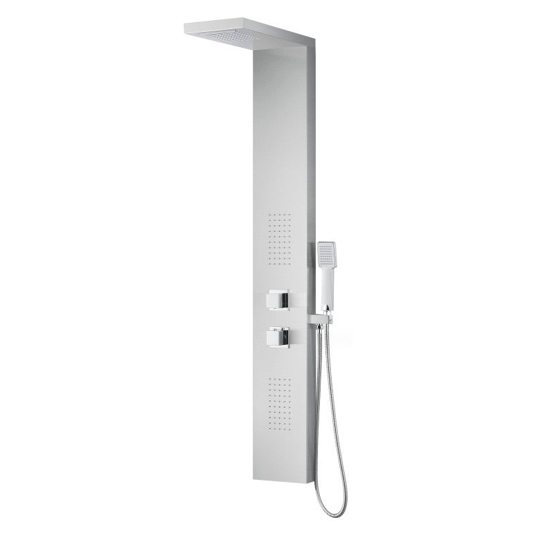 Shower Panel, Expanse Jetted Full Body Brushed Steel