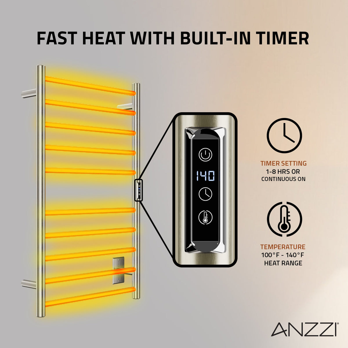 Towel Warmer, ANZZI Crete Bar Mounted