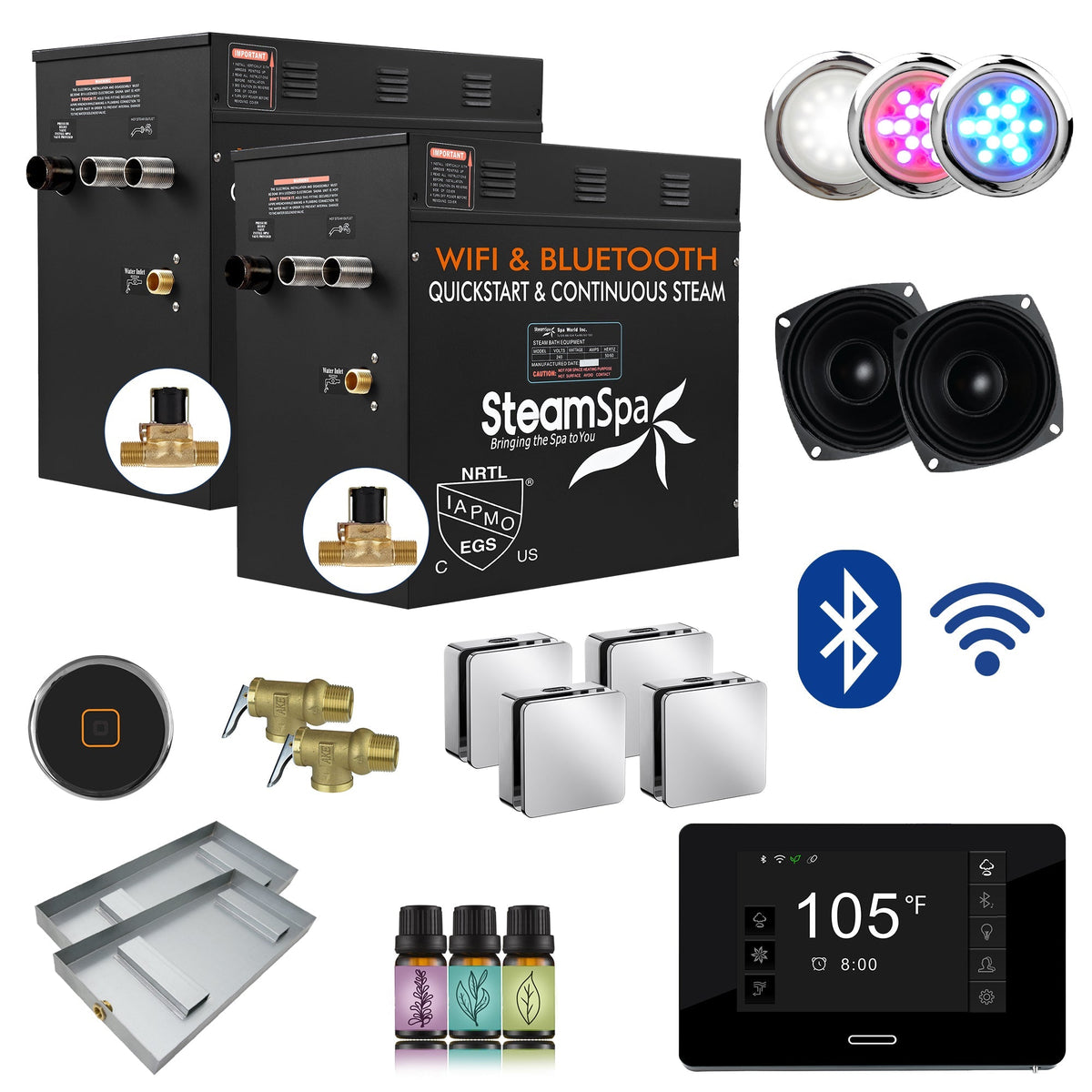 Steam Shower Generator, Full Package, Black New Square