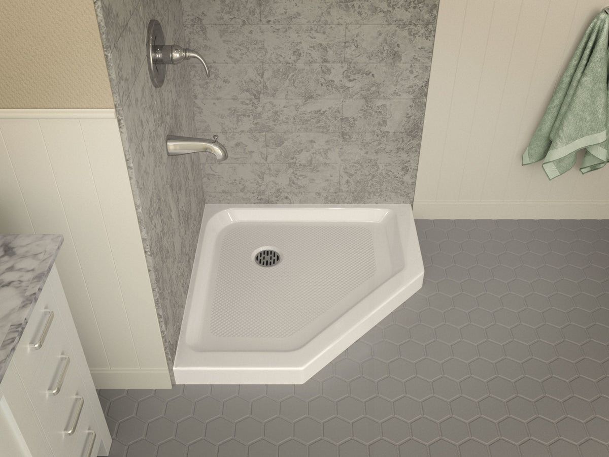 Randi Base Series 36 in. L x 36 in. W Corner Shower Shower Pan Base with Center Drain in Glossy White Marine Acrylic