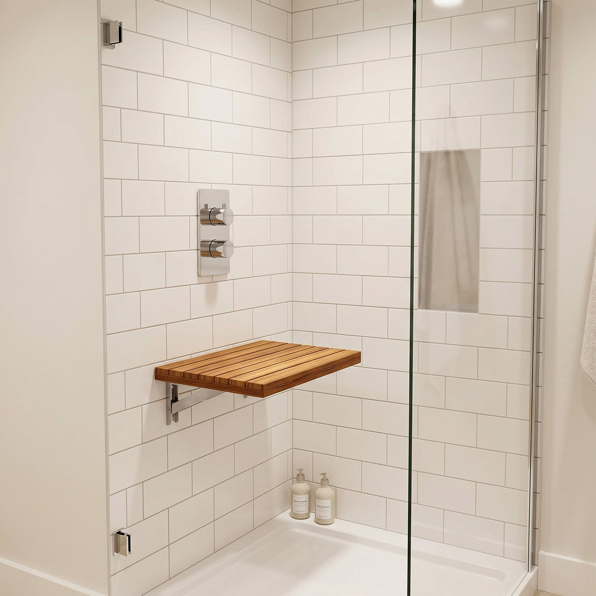 Shower Seat, Goreme Teak Mounted in. Wall