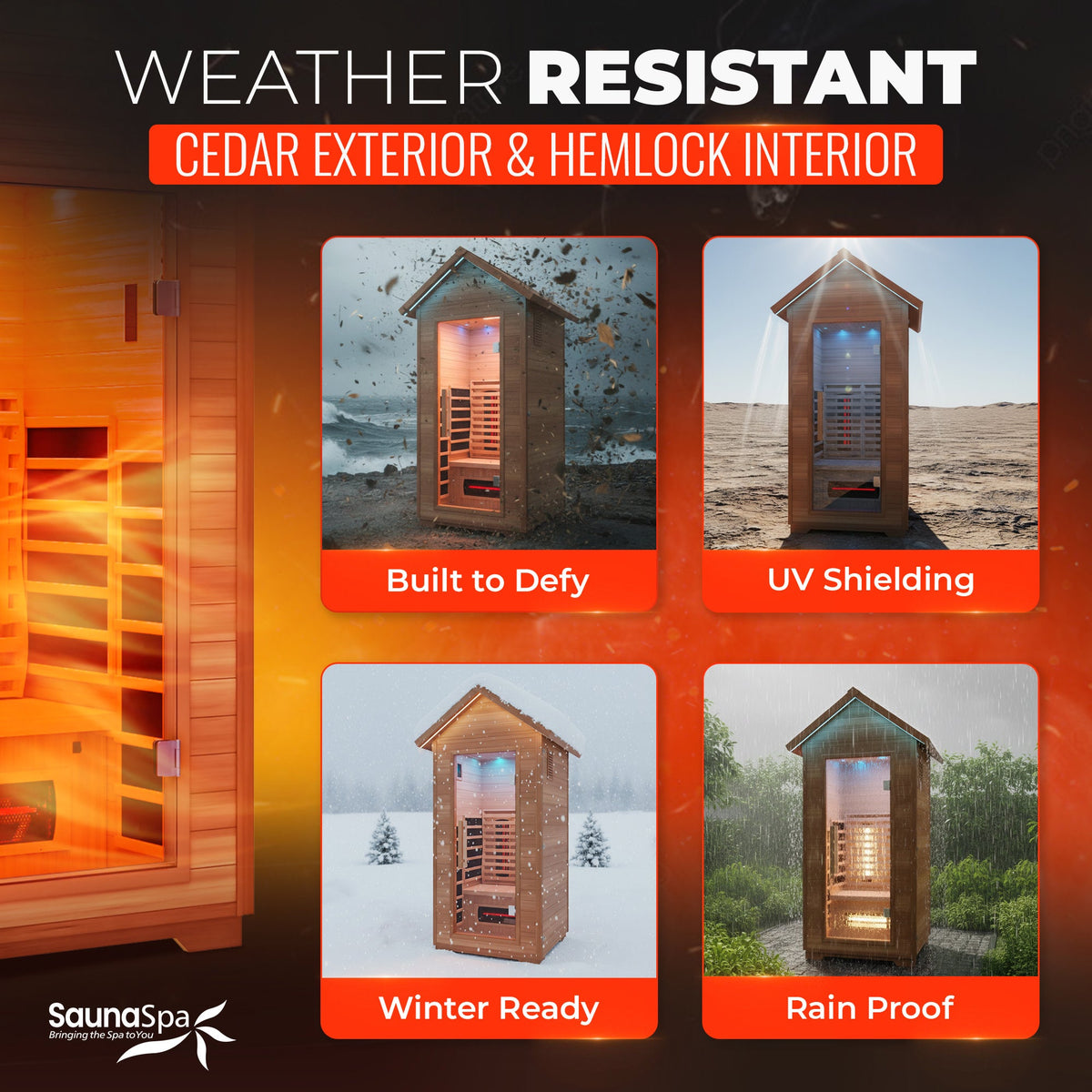 Outdoor Sauna, 2 Person Cabin Red Pad Controller