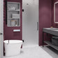 Fellow Series 24 in. x 70 in. Frameless Hinged Shower Door with Clear/Frosted Tempered Glass and Tsunami Guard