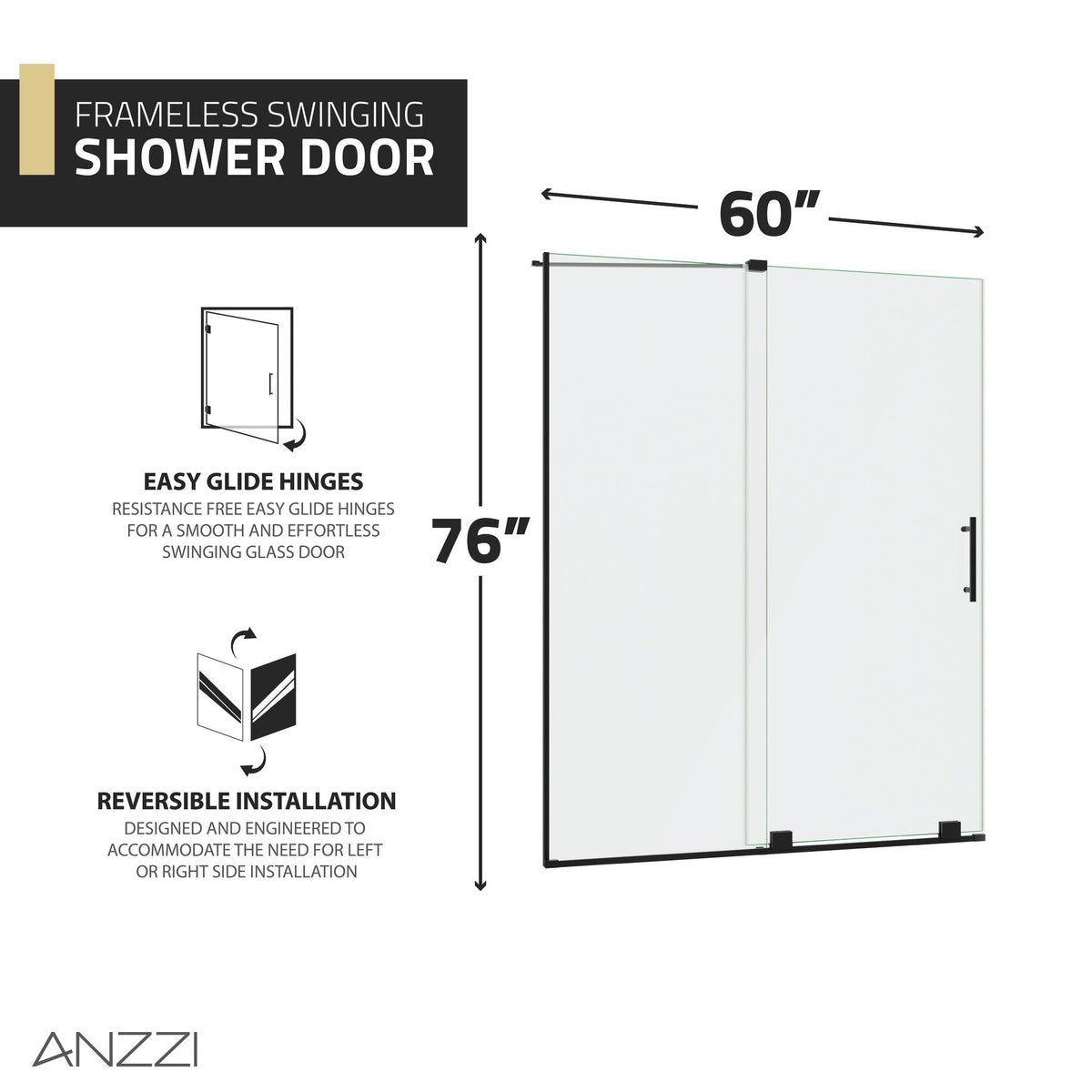Longboat Series 56 to 60 in. x 76 in. Sliding Semi-Frameless Shower Door with Tsunami Guard Tempered Glass