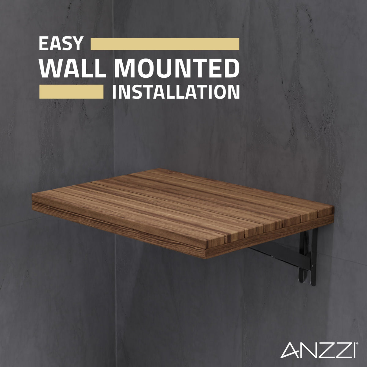 Shower Seat, Goreme Teak Mounted Folding in. Wall