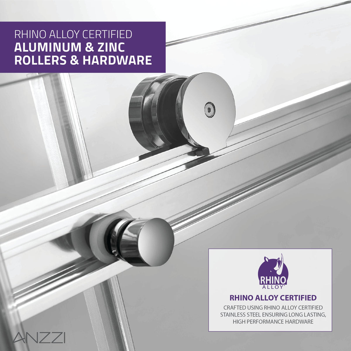 Kahn Series 45 to 48 in. x 76 in. Sliding Frameless Shower Door with Tsunami Guard Tempered Glass