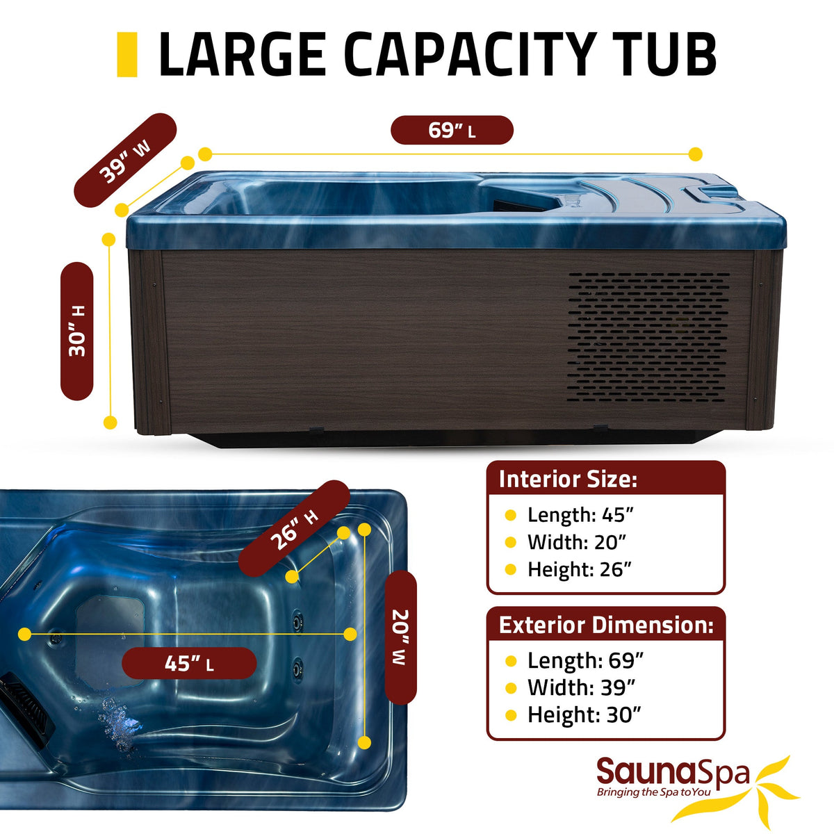 Cold Plunge Tub, All One Hot Built WiFi Blue