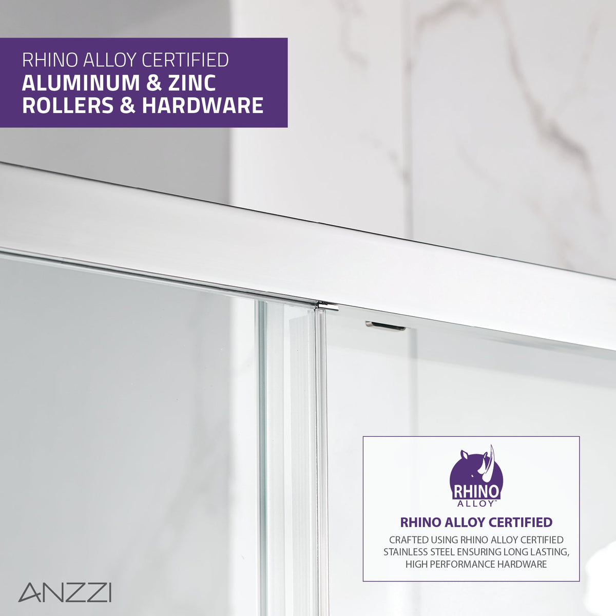 Halberd Series 47 to 48 in. x 72 in. Sliding Framed Shower Door  with Tsunami Guard Tempered Glass