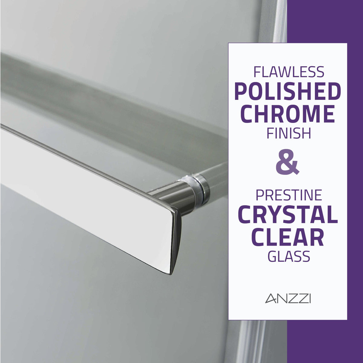 Kahn Series 45 to 48 in. x 76 in. Sliding Frameless Shower Door with Tsunami Guard Tempered Glass