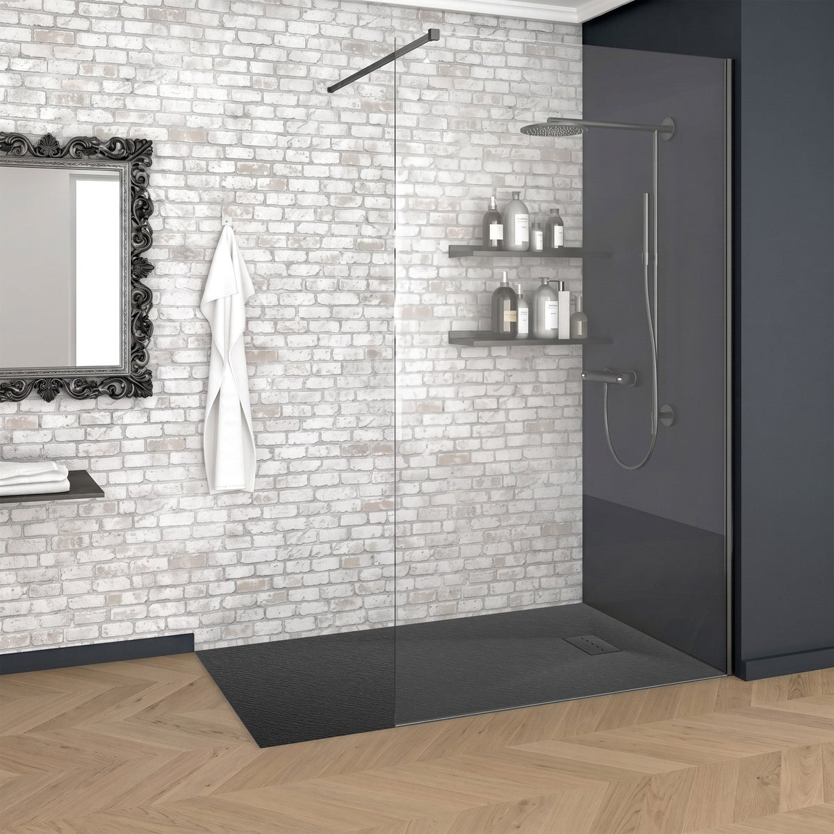59 x 35 Shower Base, Pan Only, Barrier Free Curbless Black and Slip-Resistant