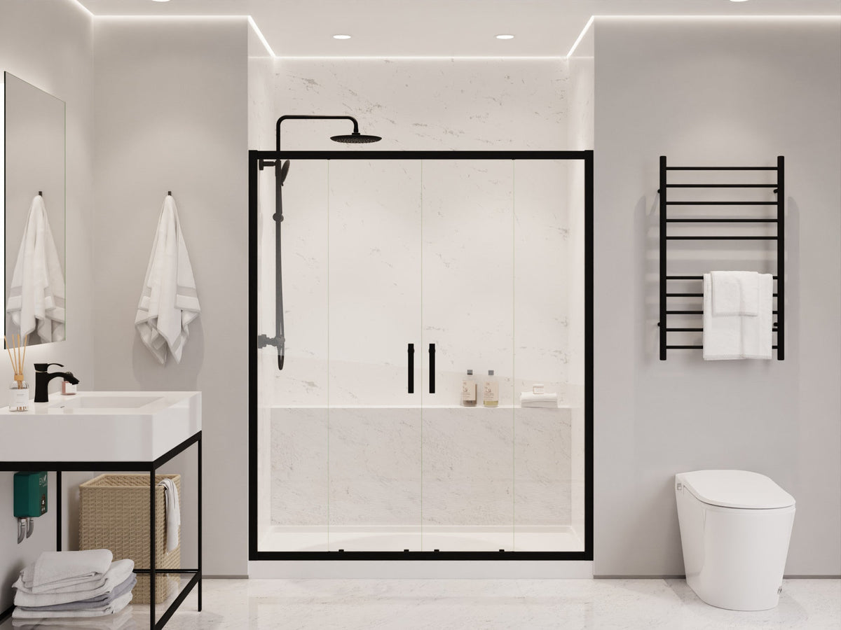 Romance Series 59 to 60 in. x 70 in. Sliding Framed Shower Door with Tsunami Guard Tempered Clear Glass