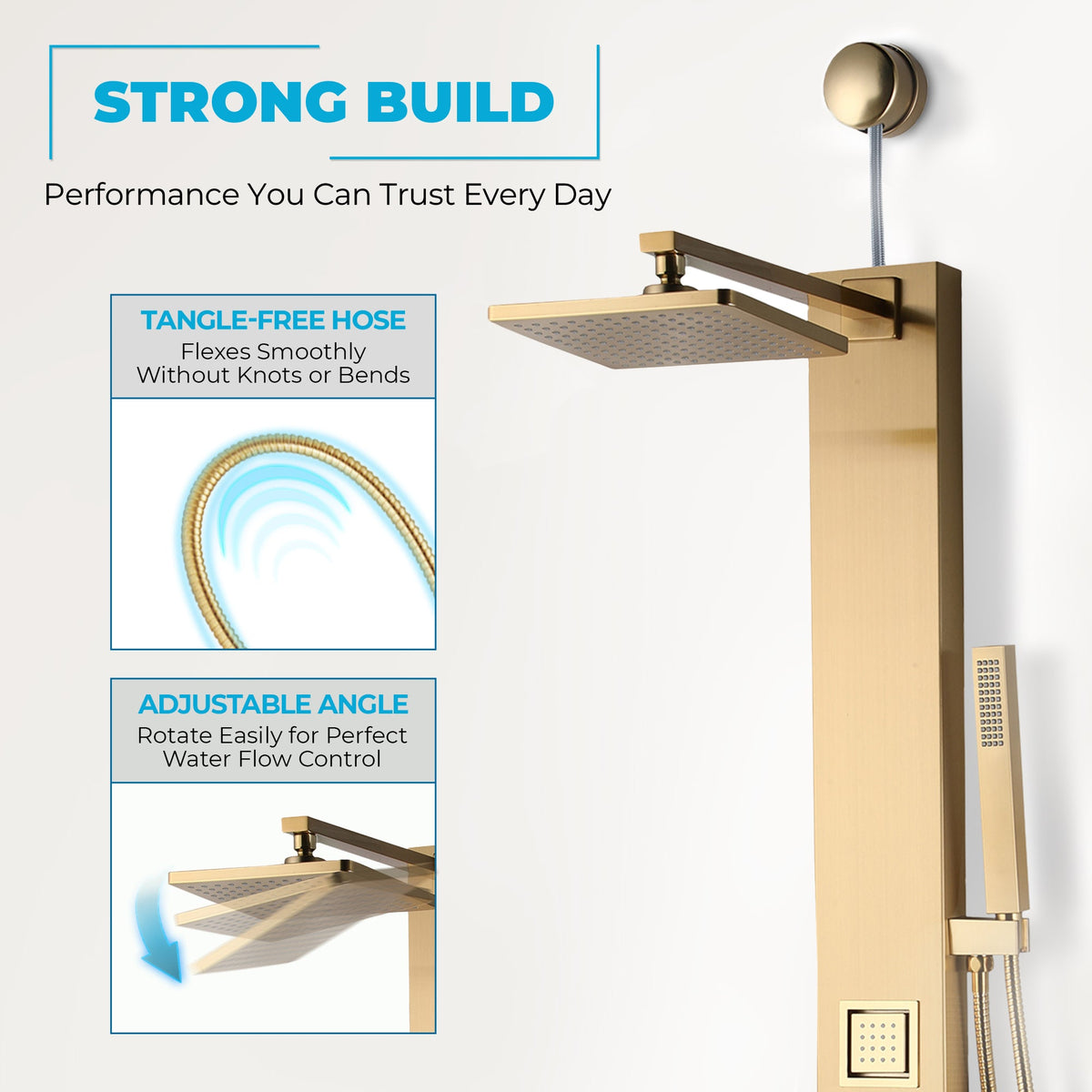 Dion Series 39 in. 2-Jetted Shower Tower with Heavy Rain Shower and Body Jets and Spray Wand