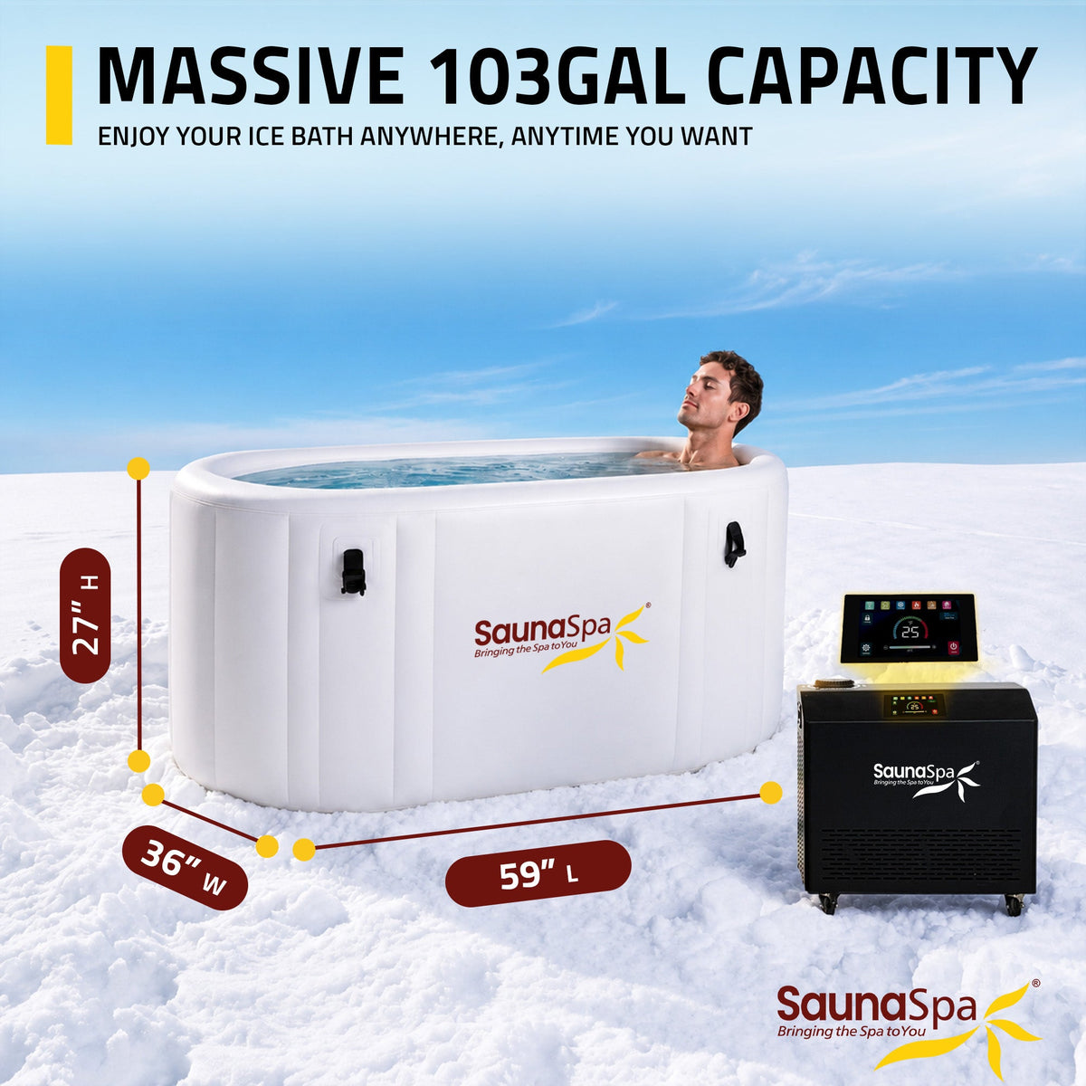 Cold Plunge Tub, Kodiak Person Inflatable Ice