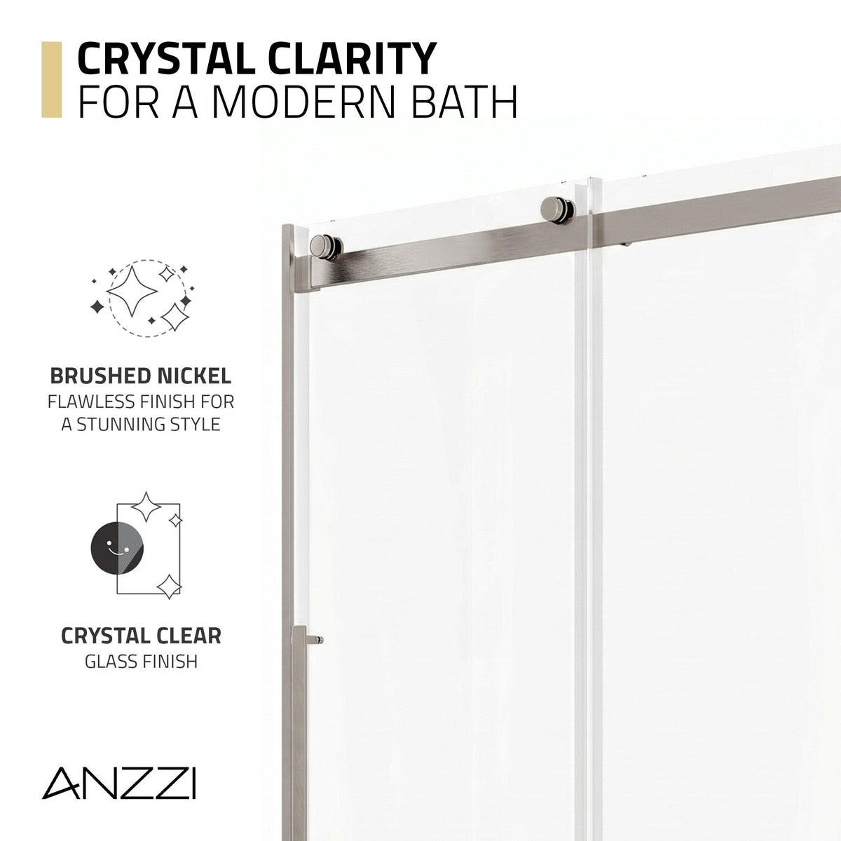 54 x 76 Frameless Shower Door, Stellar Sliding Tsunami Guard