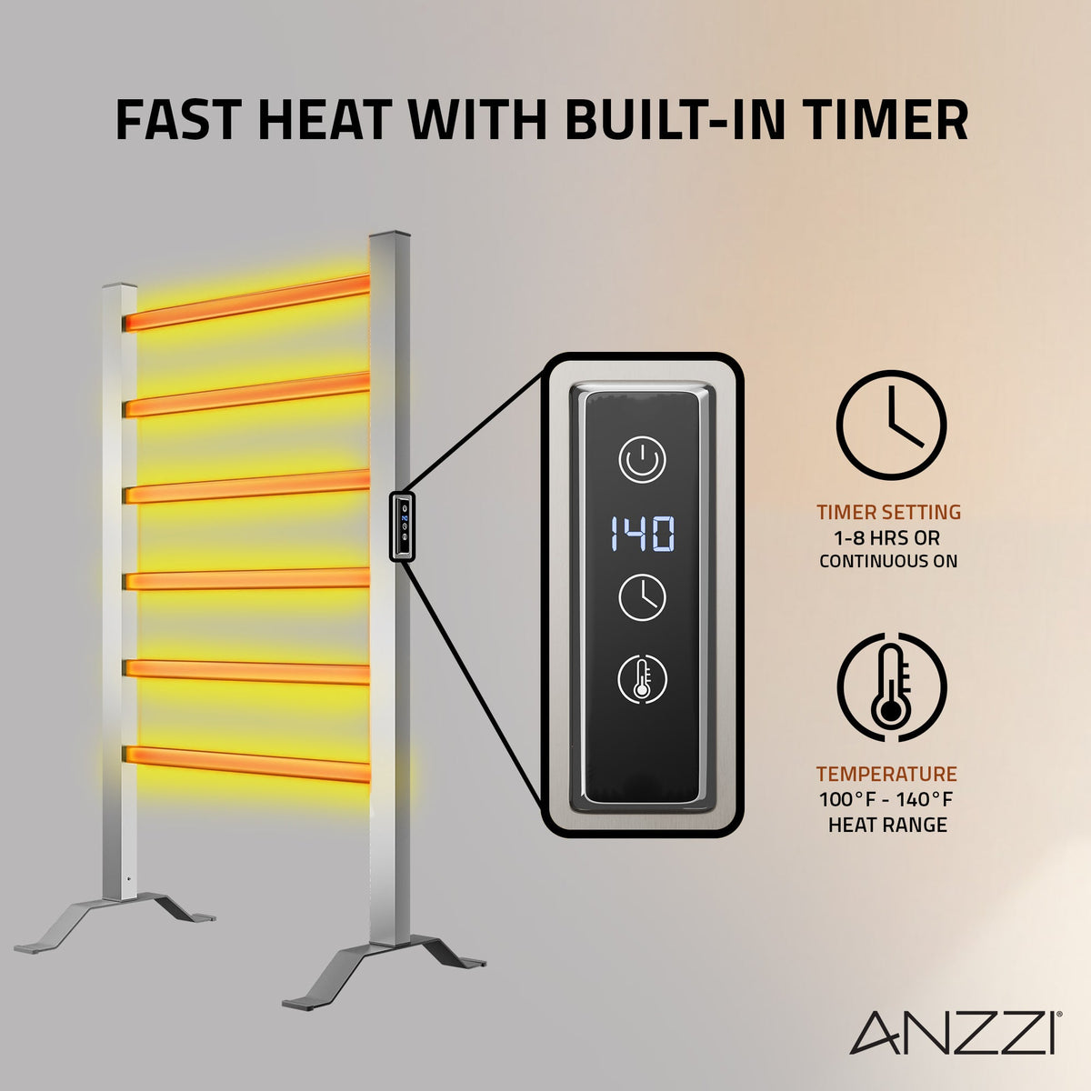Towel Warmer, Naple Bar Aluminum Mounted/Free