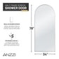 Ember Series 34 in. x 78 in Framed Arch Fixed Shower Screen Door with 8mm Tempered Clear or Fluted Glass