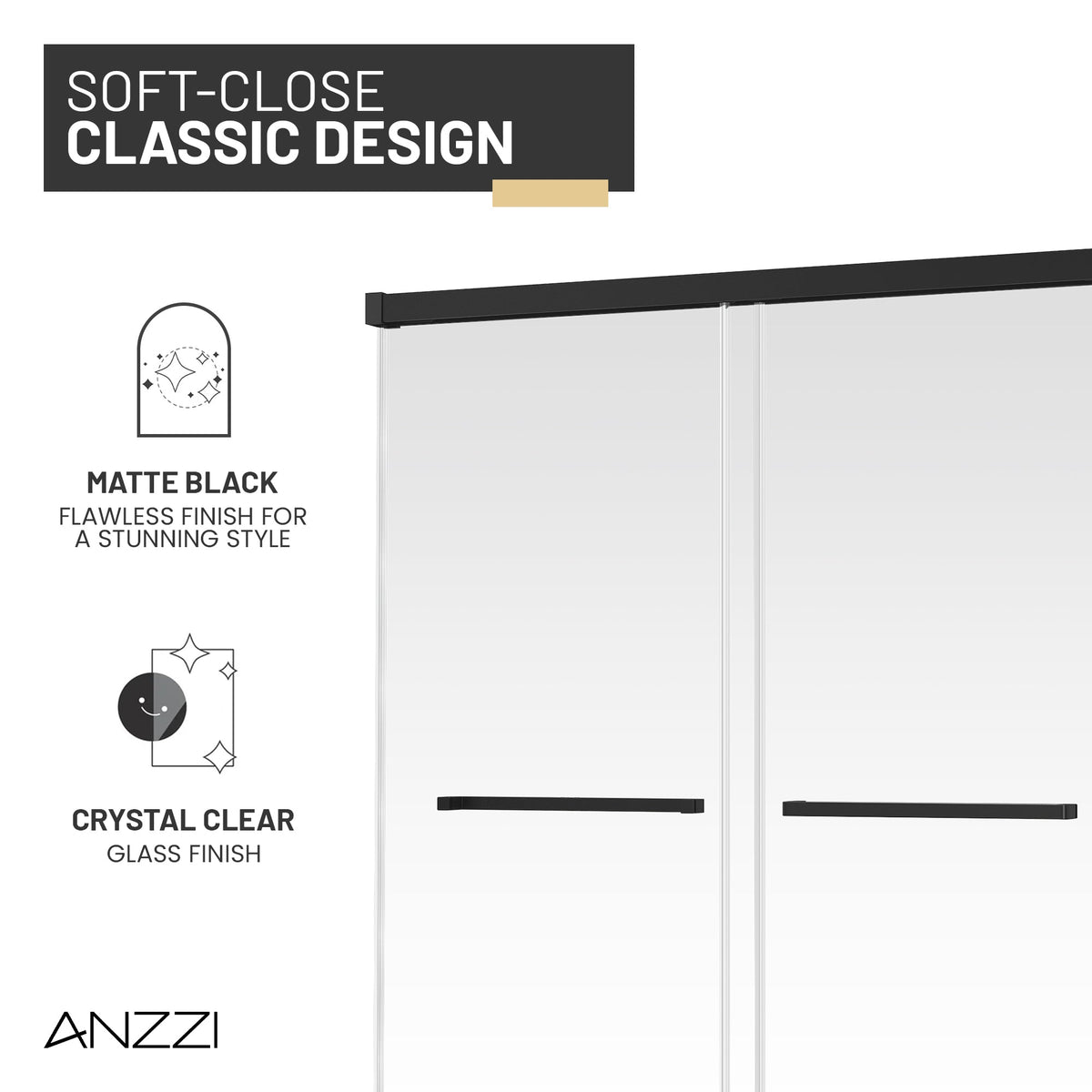 Ward Series 56 to 60 in. x 76 in. Frameless Sliding Shower Door with 3/8" (10mm) Tempered Clear Glass