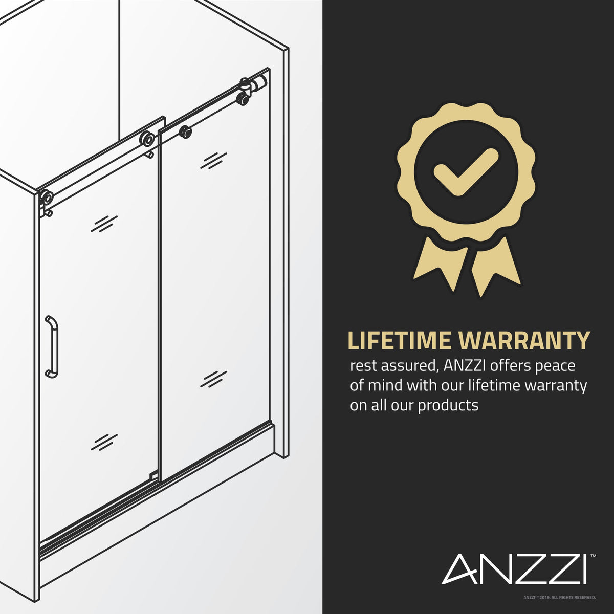 60 x 76 Frameless Shower Door, Madam Sliding Clear or Tsunami Guard