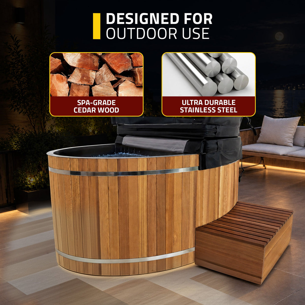 Cold Plunge Tub, 2 Person Jet Cedar