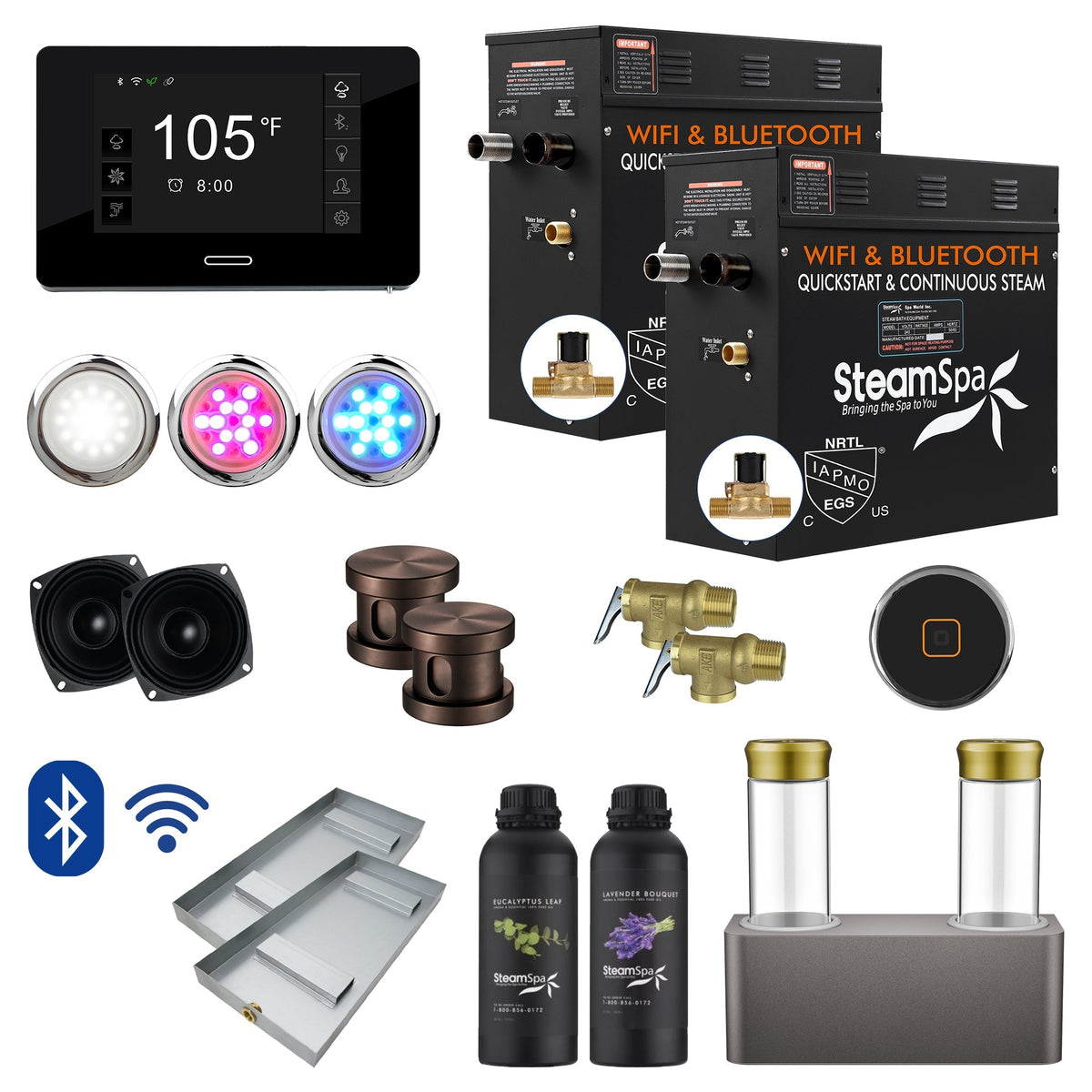 Steam Shower Generator, Full Package, Black Deluxe Series