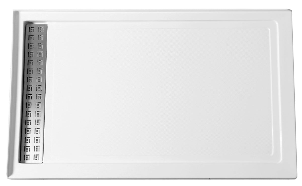Field Base Series 36 in. L x 60 in. W Corner Shower Shower Pan Base with Left Drain in Glossy White Marine Acrylic