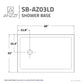 60 x 32 Shower Base, Pan Only, ANZZI Tier Threshold Durable Drain Options