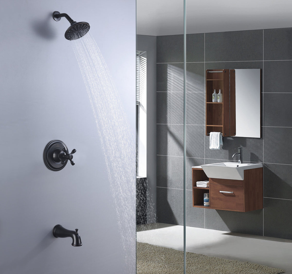 Shower Head, Mesto Handle Mounted Showerhead Rubbed Bronze