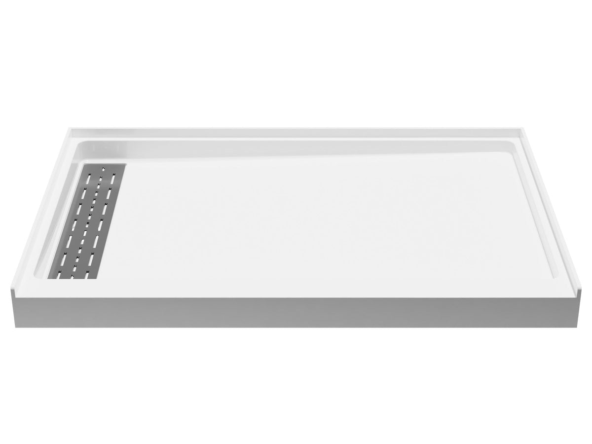 ANZZI Alexander 48" x 32" Alcove Shower Pan, Compression Molded ANR Material (3X Impact Resistant), Low Threshold, Stain