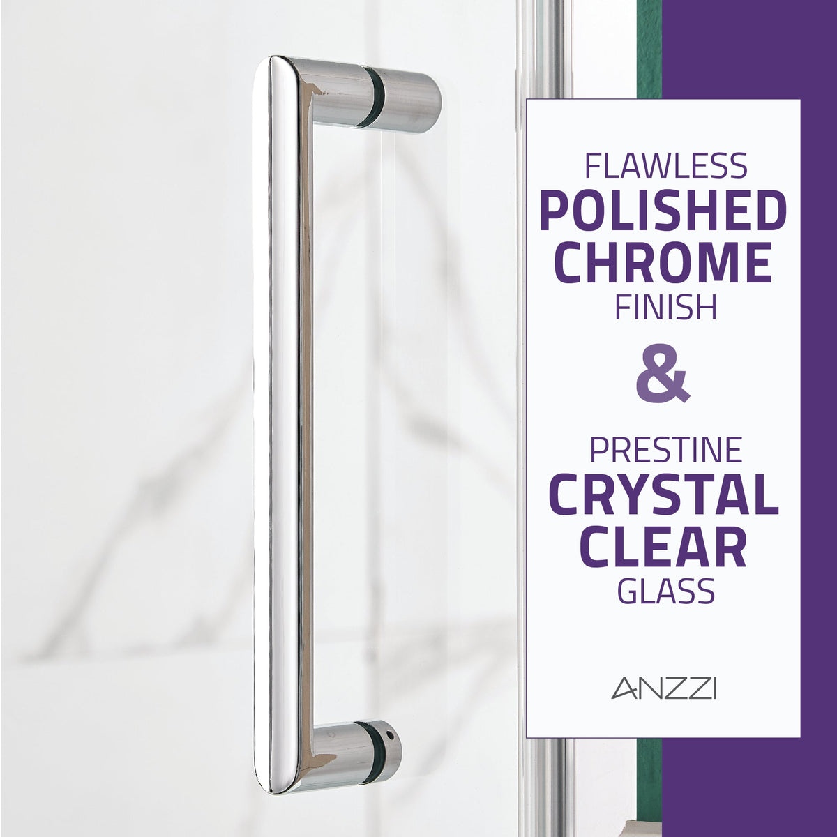 29 x 72 Semi-Frameless Shower Door, Lancer Hinged Tsunami Guard Tempered Glass
