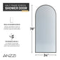 34 x 78 Framed Shower Door, Ember Arch Fixed Screen Fluted Glass