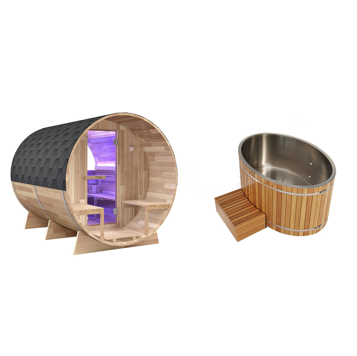 Outdoor Sauna, 4 Person Electric Rock Soaking Bathtub