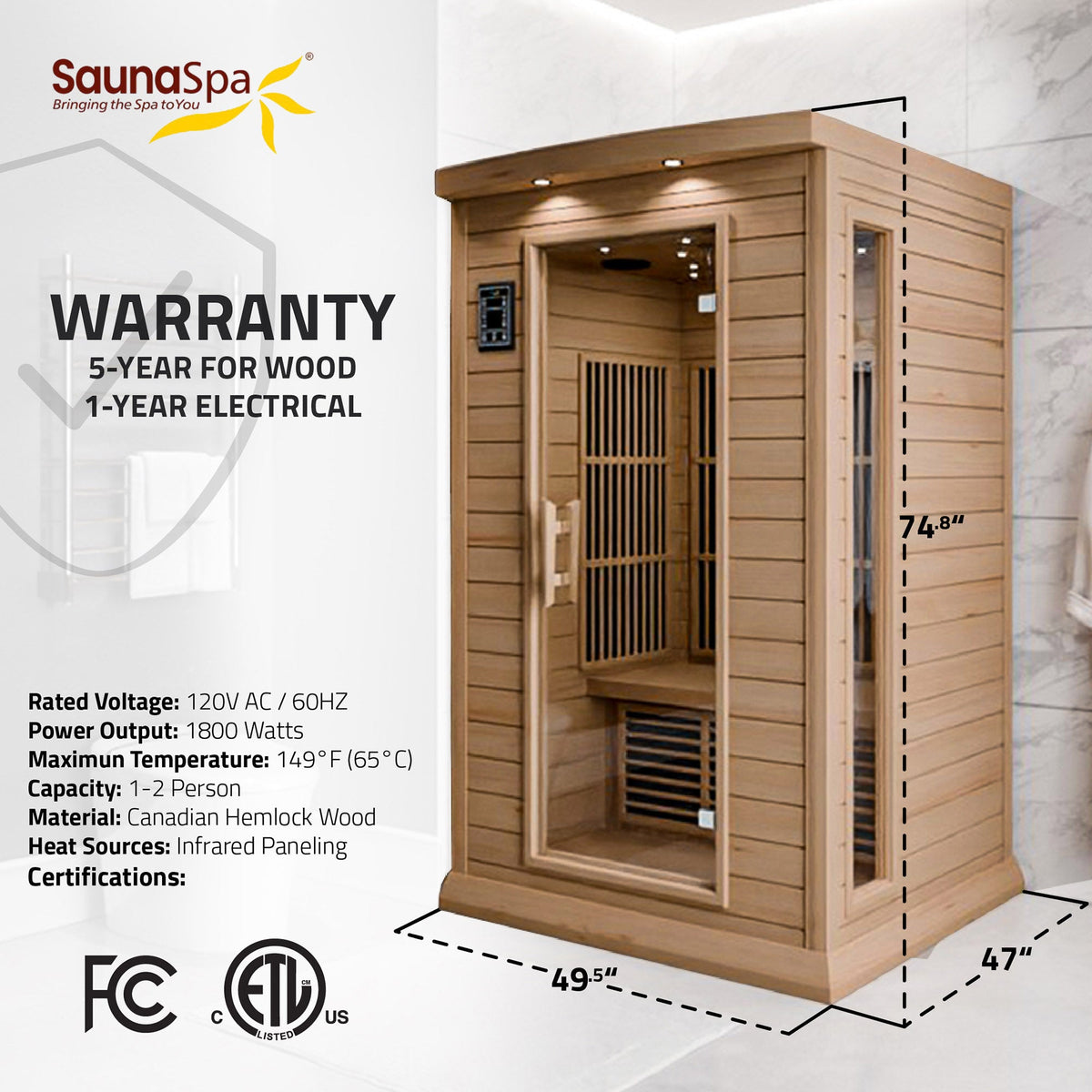 Infrared Sauna, Seychelles Person Carbon FAR