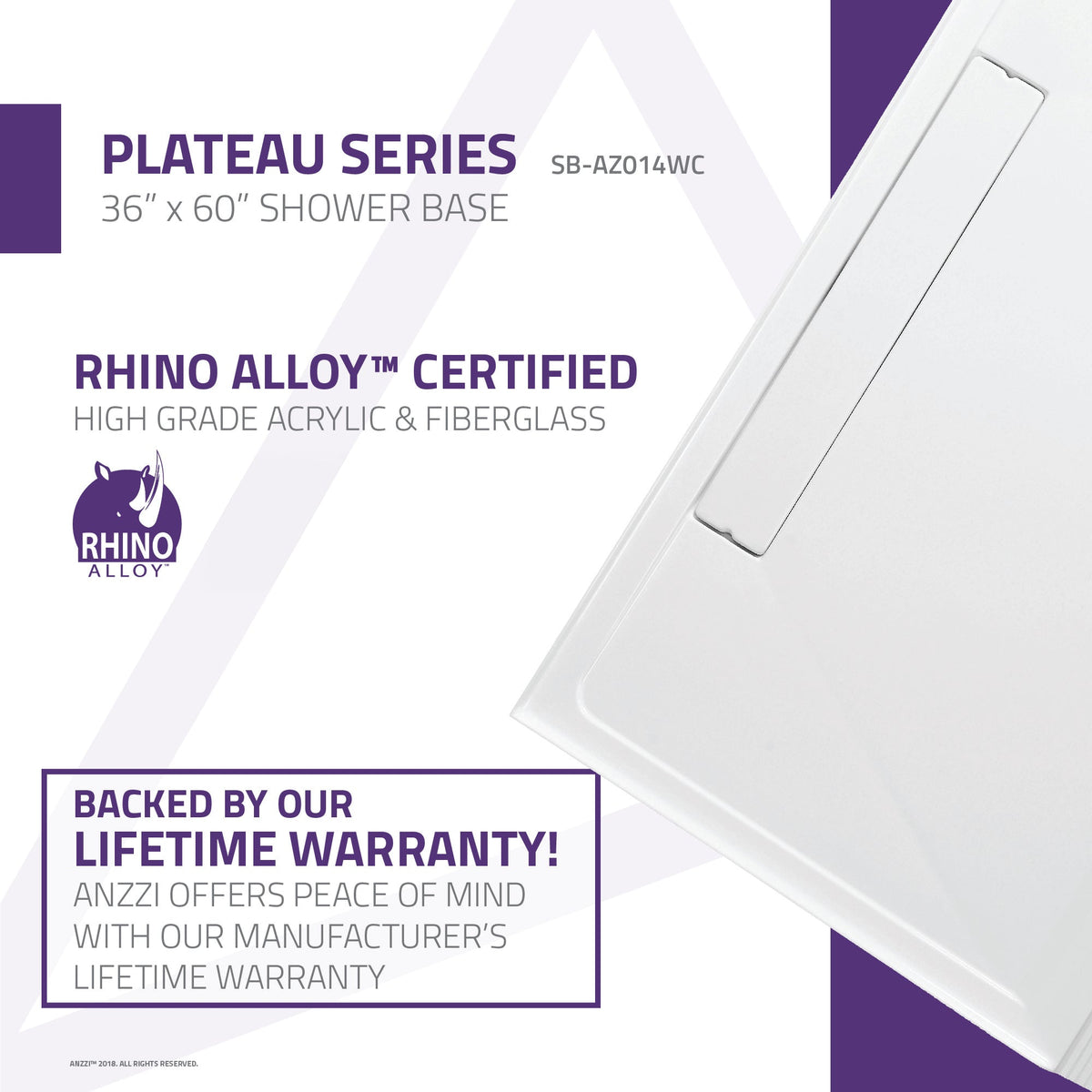 Shower Base, Pan Only, Plateau x Barrier Free