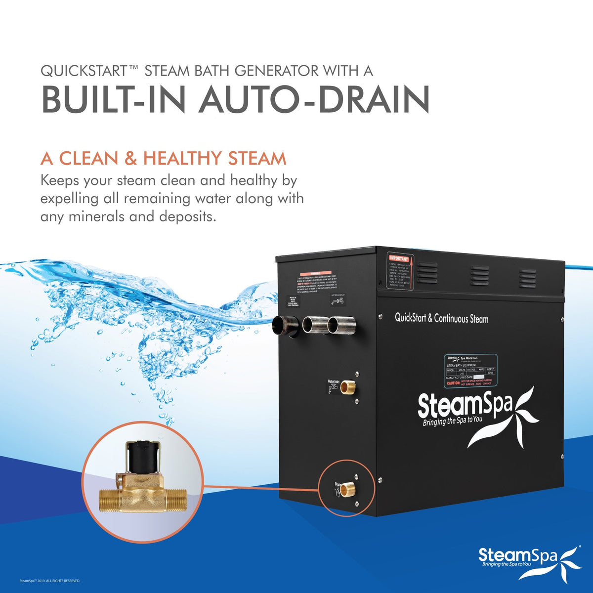 Steam Shower Generator, Full Package, Black Deluxe