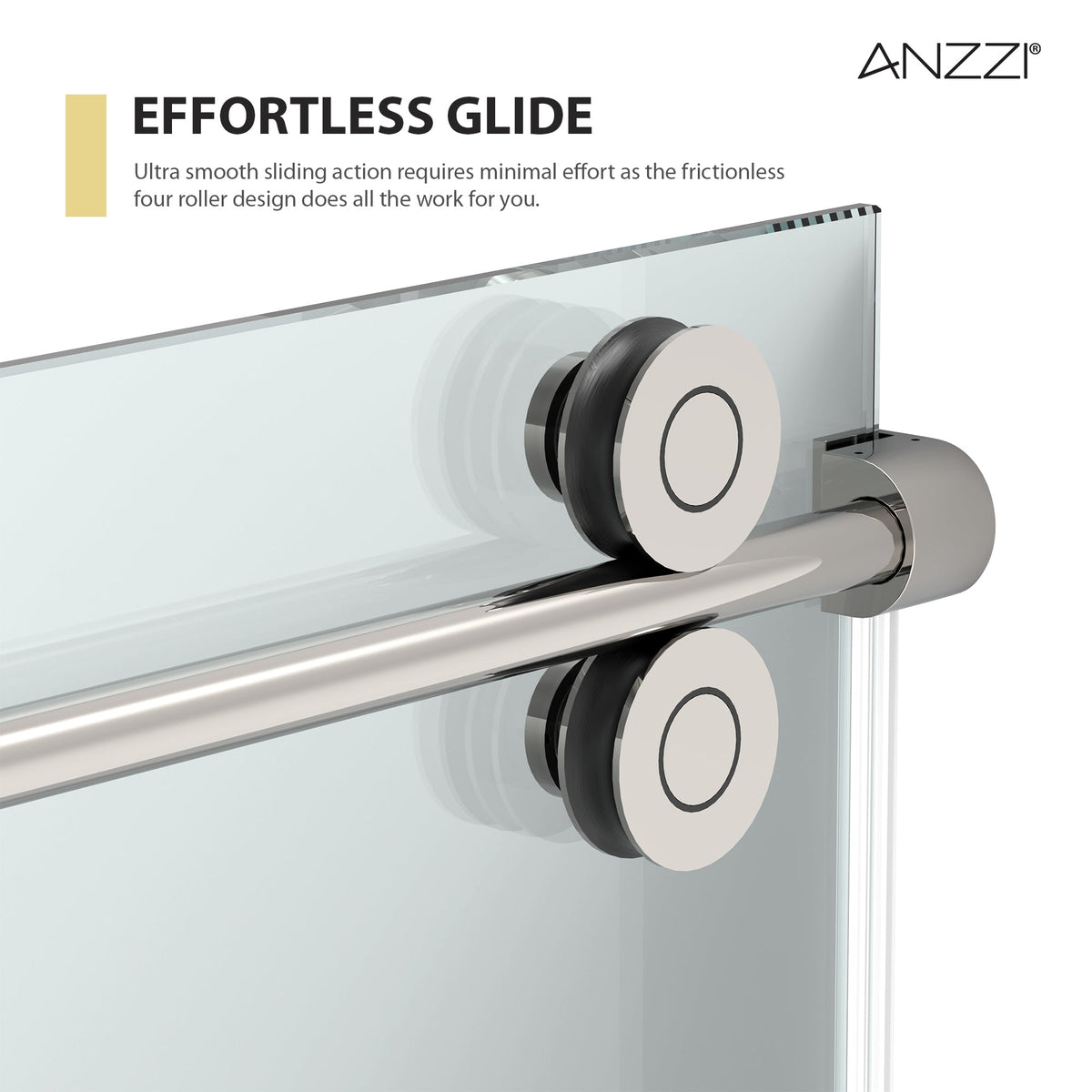 Ozean Series 44 to 48 in. x 76 in. Frameless Shower Door with Sliding with Tsunami Guard Tempered Clear Glass
